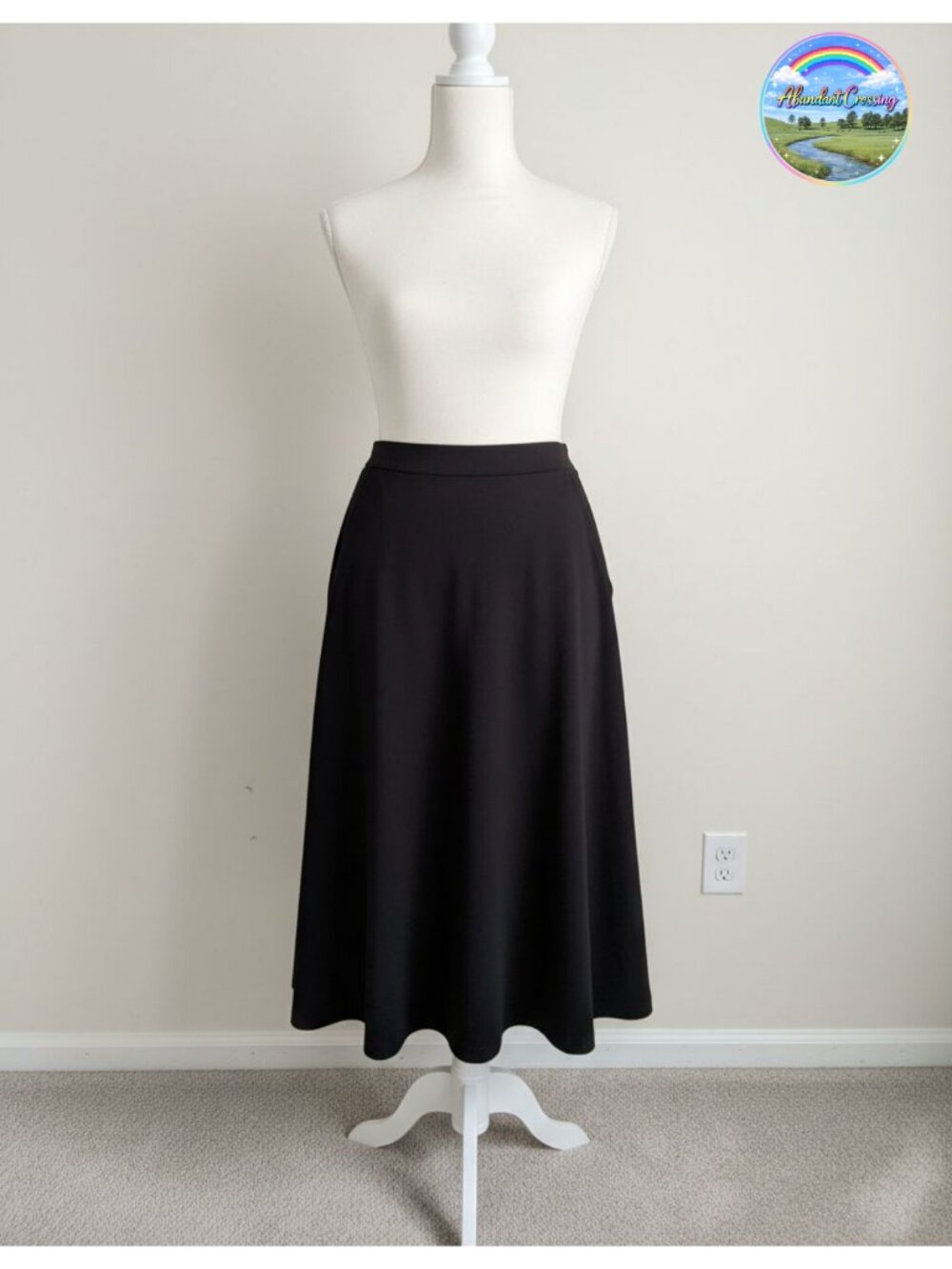 Wool Blend A-Line Pleated Midi Skirt High Waist
